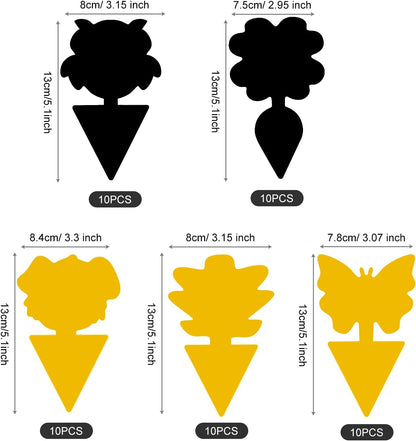 Fruchtfliegenfallen, TRIITECH 50er Pack Gelbtafeln, Pflanzenfliegenaufkleber, Klebefallen für Innen- und Außenbereiche
