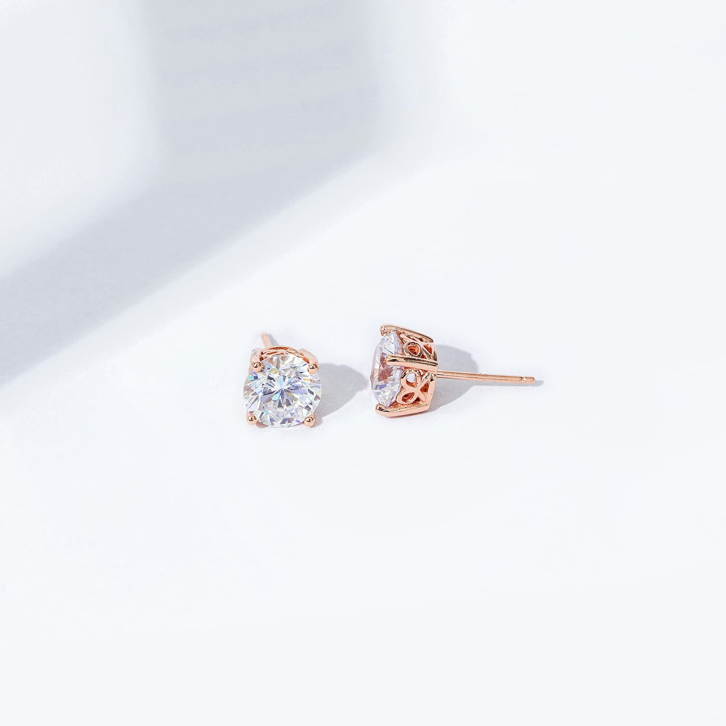 Amazon Essentials Yellow Gold Plated, Platinum or Rose Gold Plated Sterling Silver Infinite Elements Cubic Zirconia Stud Earrings | White, Blue, Green, or Pink Cubic Zirconia