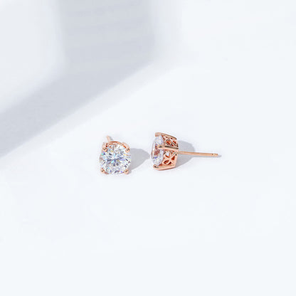 Amazon Essentials Yellow Gold Plated, Platinum or Rose Gold Plated Sterling Silver Infinite Elements Cubic Zirconia Stud Earrings | White, Blue, Green, or Pink Cubic Zirconia