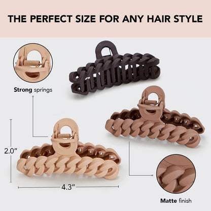 Kitsch Mittelgroße Haarspangen für Damen, starker Halt, Haarclips aus recyceltem Kunststoff für dickes Haar | Ideal für Hochsteckfrisuren, halb offene Frisuren | Ideale Geschenke für Frauen – 2 Stück, Schwarz und Schildpatt