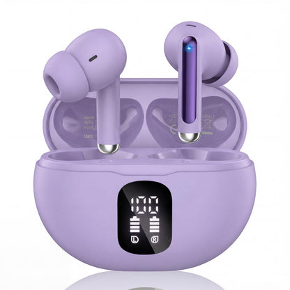 Wireless Earbuds, Bluetooth 5.4 Headphones with 50H Playback, Deep Bass Stereo Ear Buds Clear Calls with LED Power Display, Wireless Headphones with Noise Cancelling Mic for Phone/Laptop, Carbon black