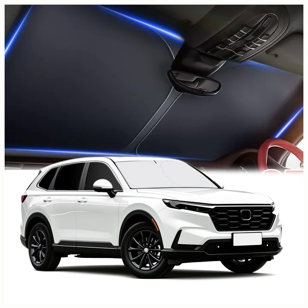 300T Thickened Automotive Glass Sunshade and Comes with Storage Bag,Keep Car Interior Cool,Universal Windshield Sun Shade Fit for Cars,Trucks,SUVs (L: 57.08 * 31.5 inch)