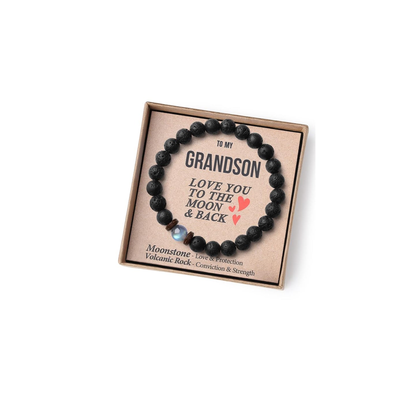THEMEROL Handmade Gifts for Boys/Men-Love/Strength-Natural Gemstone Bracelet for Son Grandson Dad Boyfriend Husband Brother Nephew Uncle
