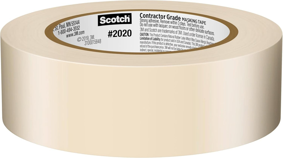 Scotch Contractor Grade Masking Tape, 0.94 inches by 60.1 yards (360 yards total), 2020, 6 Rolls