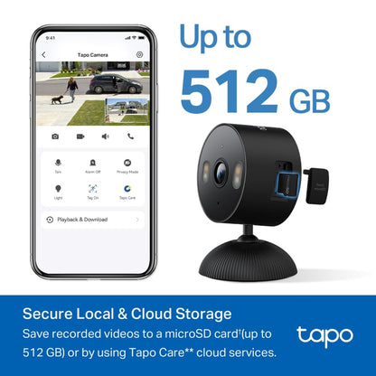 Tapo 1080P Indoor Wired Security Camera - Works as a Baby Monitor & Pet Camera, Motion Detection, 2-Way Audio, Siren, Night Vision, Subscription-Free Local Storage or Optional Cloud, C101