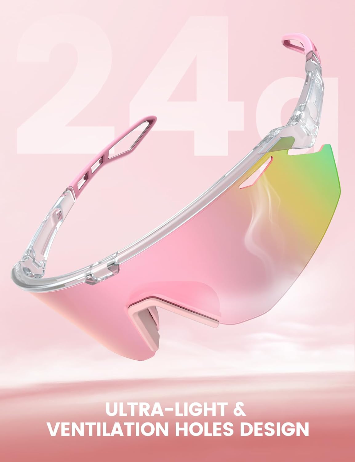 Lamicall Polarisierte Sportsonnenbrille Herren Damen, [24g Ultraleicht] Verstellbares Nasenpad Sportbrille für Fahrrad Wandern Laufen