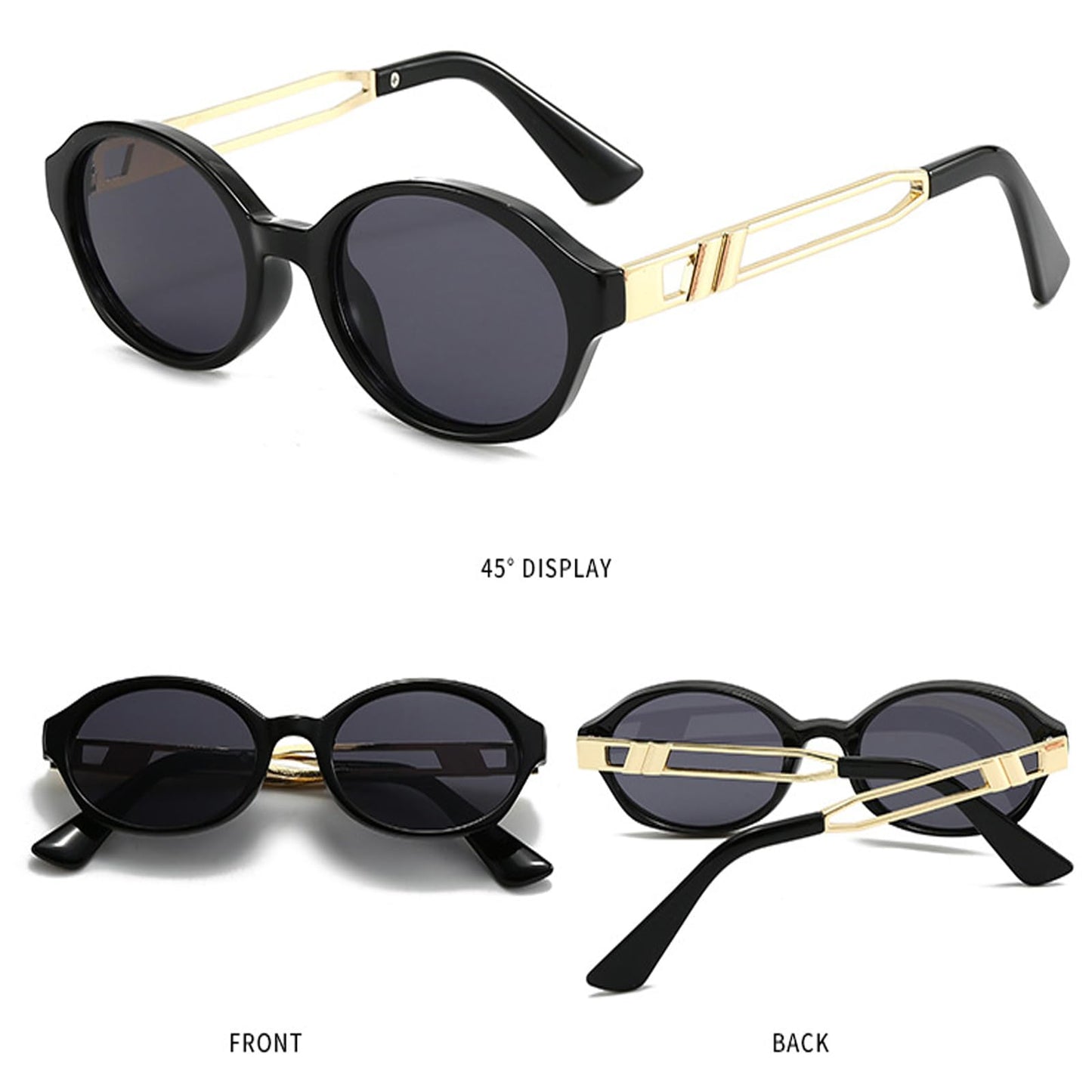 Awdchny Retro Ovale Sonnenbrille für Damen – Elegante Cat Eye 90er Sonnenbrille, Leichter schmaler Rahmen, Trendige UV-Schutz Sonnenbrille 8057 Schwarz+Braun+Schildpatt