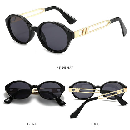 Awdchny Retro Ovale Sonnenbrille für Damen – Elegante Cat Eye 90er Sonnenbrille, Leichter schmaler Rahmen, Trendige UV-Schutz Sonnenbrille 8057 Schwarz+Braun+Schildpatt