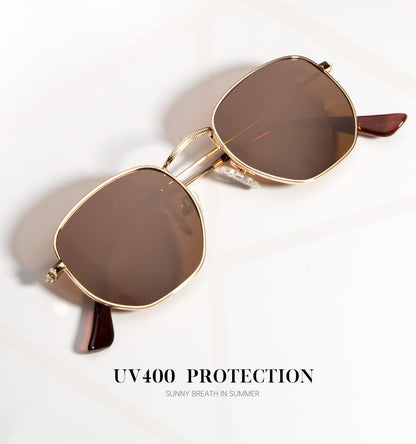 KALIYADI Sonnenbrillen für Damen und Herren Polarisiert Hexagon Damensonnenbrillen Trendy Metallrahmen UV-Schutz (Gold Rahmen Grau Linse)