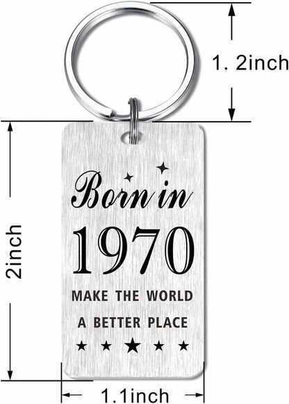 Gezxin Happy Birthday Schlüsselanhänger Geschenke für Frauen Männer - Personalisierter Edelstahl Geburtstagsschlüsselanhänger - Mach die Welt zu einem besseren Ort