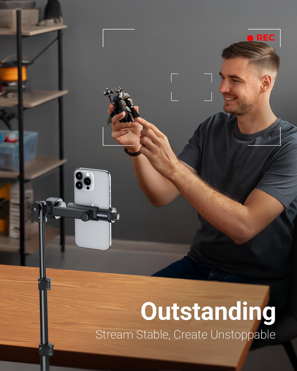 VIMOSE 66" Handy-Stativ, Stativ für iPhone mit Fernbedienung & Handyhalterung, ausziehbares Handy-Stativ für Videoaufnahmen, ultimatives Stativ- & Einbeinstativ-Zubehör für iPhone/Android, Klemmhalterung