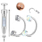 Opal Nose Ring Studs Horseshoe Nose Rings Hoops Stud 316L Stainless Steel Nose Rings Round CZ Square Screw L Shaped Nose Stud Hypoallergenic Nostril Piercing Jewelry for Women Men
