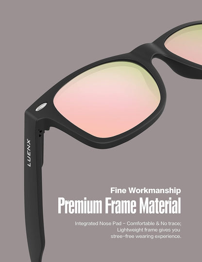 LUENX Polarisierte Sonnenbrillen für Herren und Damen, quadratische Fassung – UV-400-Schutz, 54 mm