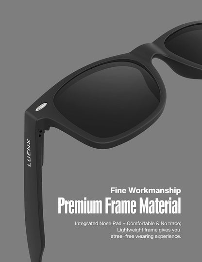 LUENX Polarisierte Sonnenbrillen für Herren und Damen, quadratische Fassung – UV-400-Schutz, 54 mm