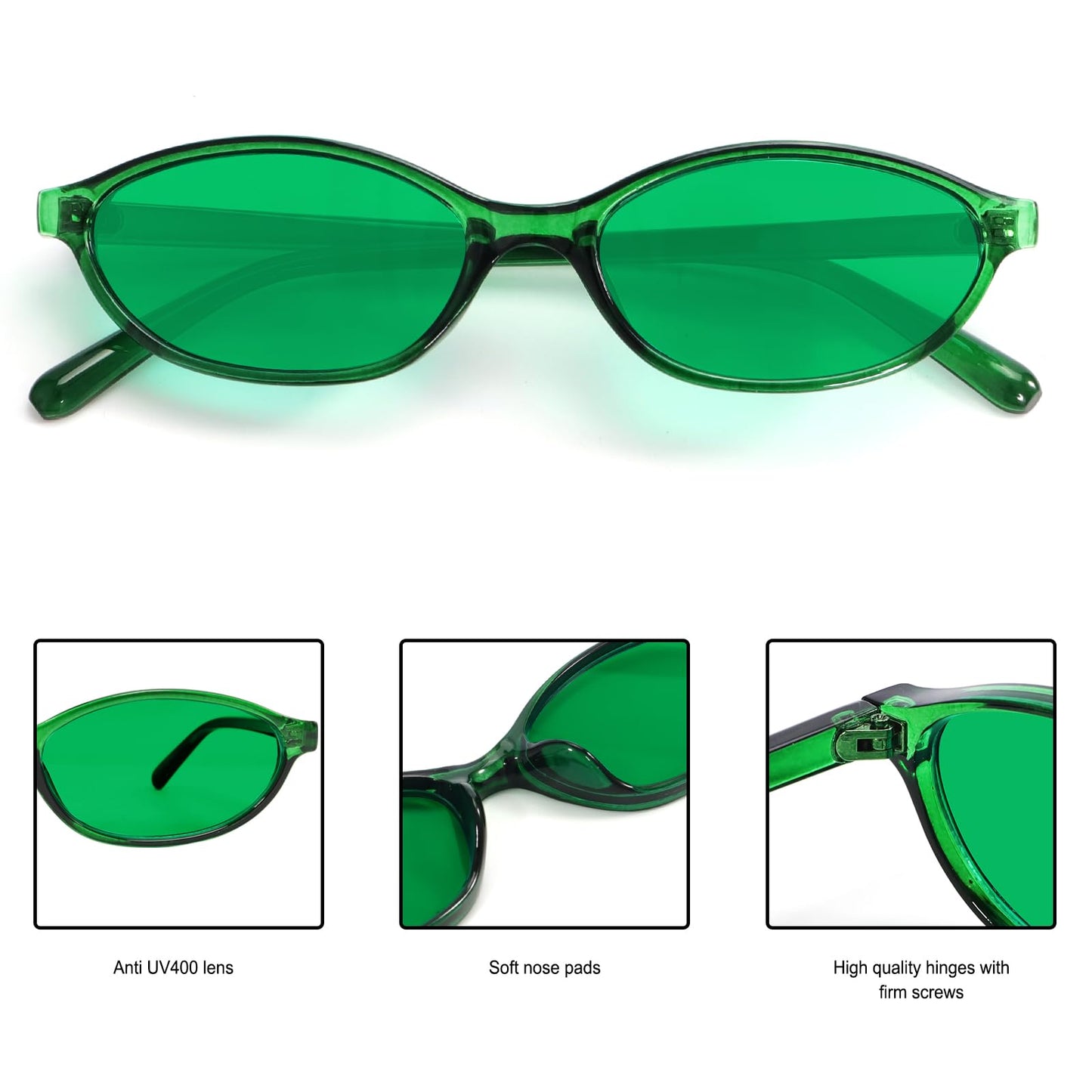 GUVIVI Retro Ovale Sonnenbrille für Damen Chic Cat Eye 90er Jahre Sonnenbrille Leichte Schmale Sonnenbrille Trendiger UV-Schutz Sonnenbrille
