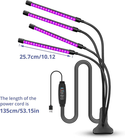 Sondiko LED Pflanzenlampe, Vollspektrum Pflanzenleuchte für Zimmerpflanzen mit automatischem Ein-/Ausschalten 3/9/12H Timer, 10 dimmbare Stufen, verstellbarer Schwanenhals, 3 Schaltmodi
