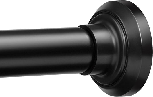 Matte Black Shower Curtain Rod Tension 30 to 76 Inches Never Rust Non-Slip Spring Tension Shower Rod No Drilling Stainless Steel Curtain Pole Use Bathroom, Closet, Window, Room Divider