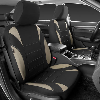 CAR Pass Neoprene Waterproof Two Front Car Seat Covers Set- Universal Fit for Vehicles, Airbag Compatiable(Black)
