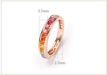 Aienid 18Ct Yellow Gold Women Ring Big 1.015Ct Blue Sapphire Colorful Diamond Engagement Ring for Her
