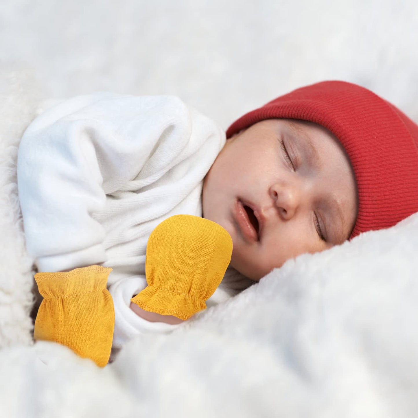 BQUBO Baby Fäustlinge Kratzschutz Handschuhe aus Baumwolle mit elastischem Bündchen Hypoallergen für Neugeborene und Babys von 0-6 Monaten Jungen und Mädchen
