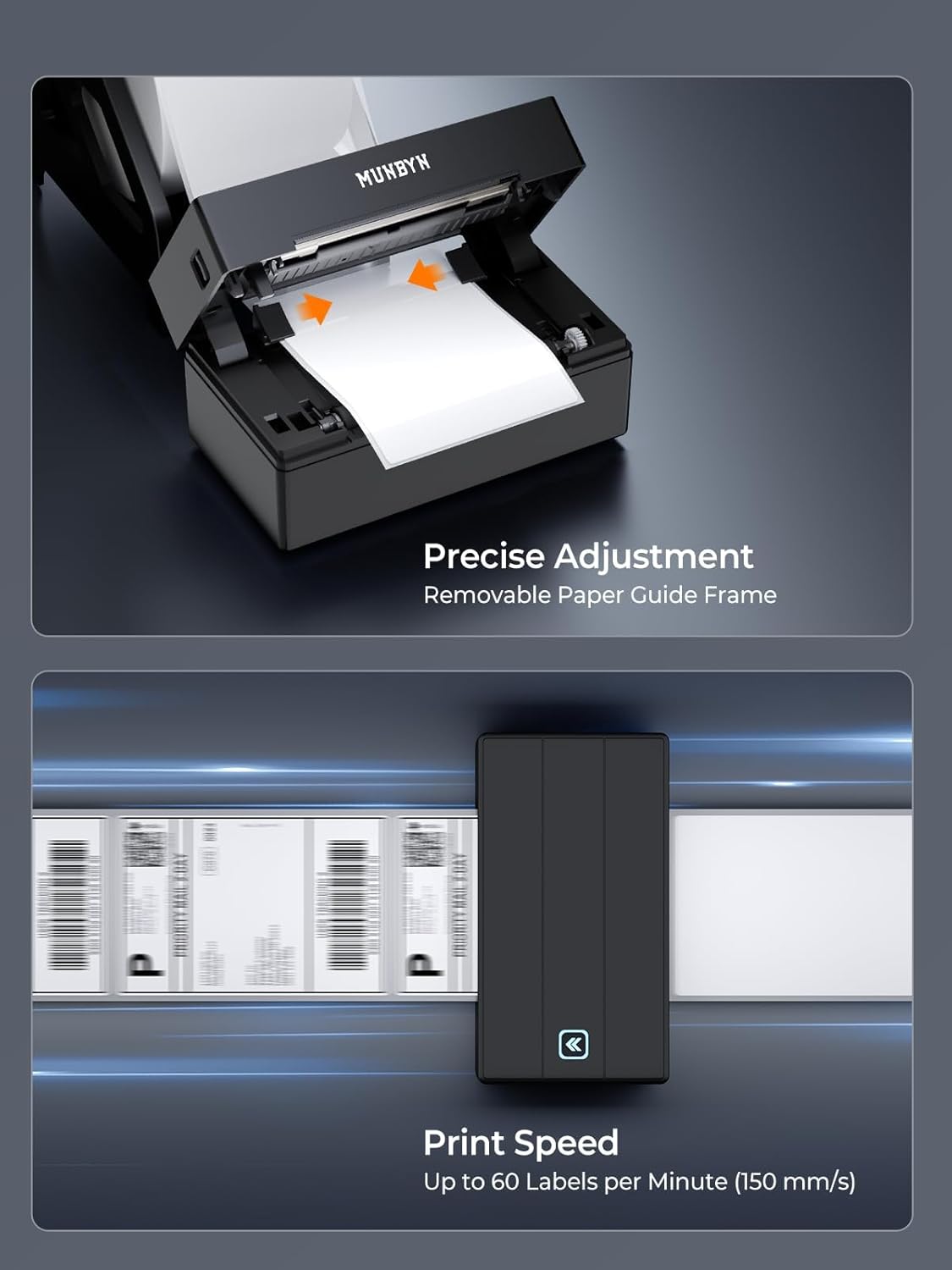 MUNBYN Bluetooth Thermodrucker für Versandetiketten, 130B Kabelloser 4x6 Etikettendrucker für kleine Unternehmen und Büros, kompatibel mit iPhone, Android, iPad, Windows, macOS, Canada Post, UPS, Purolator (Weiß)
