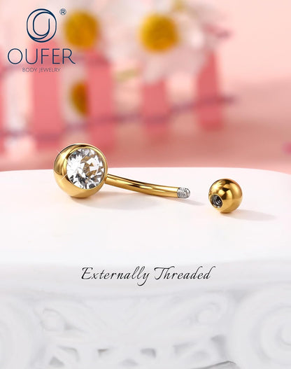 OUFER 5x Bauchnabelpiercings baumelnd – 14G Chirurgischer Stahl Bauchnabelpiercing, Hypoallergener Bauchnabelring mit Zirkonia Schmetterling Blume Tropfen Langhantel für Strand, Festival, Fitnessstudio