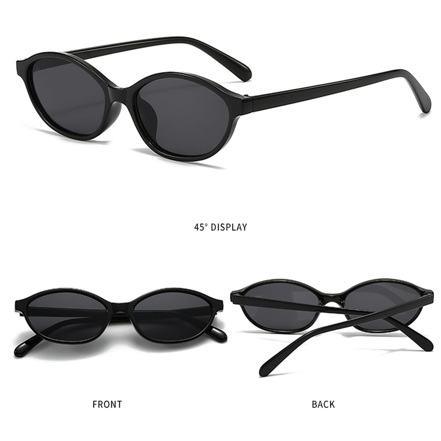 Awdchny Retro Ovale Sonnenbrille für Damen – Elegante Cat Eye 90er Sonnenbrille, Leichter schmaler Rahmen, Trendige UV-Schutz Sonnenbrille 8057 Schwarz+Braun+Schildpatt