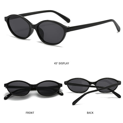 Awdchny Retro Ovale Sonnenbrille für Damen – Elegante Cat Eye 90er Sonnenbrille, Leichter schmaler Rahmen, Trendige UV-Schutz Sonnenbrille 8057 Schwarz+Braun+Schildpatt