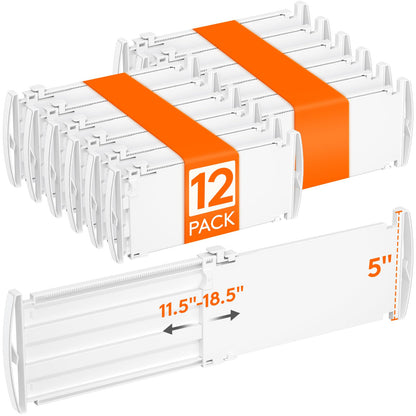 Lifewit 8" Tall 4 Pack Drawer Dividers, 13.8"-22.2" Adjustable Deep Drawer Organizer Clothes, Expandable White Plastic Separators for Dresser, Kitchen, Cabinet, Closet, Office Organization & Storage