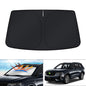 KUST Windshield Sun Shade for 2017-2026 Tesla Model Y/Model 3 Sunshade Accessories (Fit 2025-2026 Model Y Juniper / 2024 Model 3 Highland) Upgraded Foldable Sunshade, Blocks UV Rays Keep Car Cool