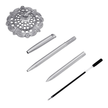 Bcxfbxd 2 Stück Gold Hohl Rund Stifthalter Metall Stifteständer Set Unterschriftenstift Set Unterschriften Tisch Kugelschreiber für Gästebuch Hochzeit Geburtstag Party Abschlussfeier Lehrer Büro Geschäft