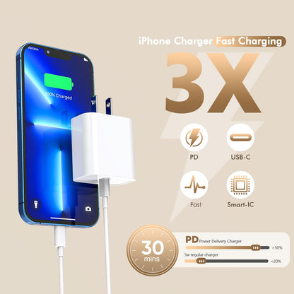 [Apple MFi Certified]10FT Fast iPhone Charger,Extra Long Apple Charger Fast Charging 2Pack USB C Charger Block Plug + 10Foot Lightning Cable Cord for iPhone 14/Pro/Pro Max/Plus/13/12/11/XS/XR/X/SE2022
