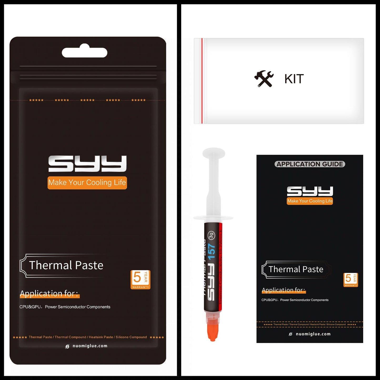 SYY Wärmeleitpaste mit Werkzeug-Set, 4 Gramm CPU Paste Wärmeleitpaste Kühlkörper für IC/Prozessor/CPU/GPU/alle Kühler
