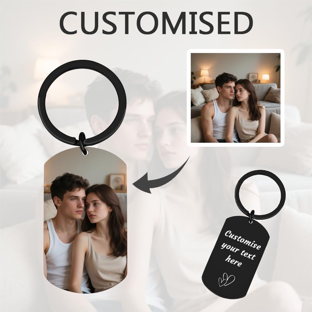 Personalisierter Schlüsselanhänger mit individuellem Foto & Text | Valentinstagsgeschenk für Ihn, Freund, Ehemann - Geschenk für Männer, Verlobten, Vater