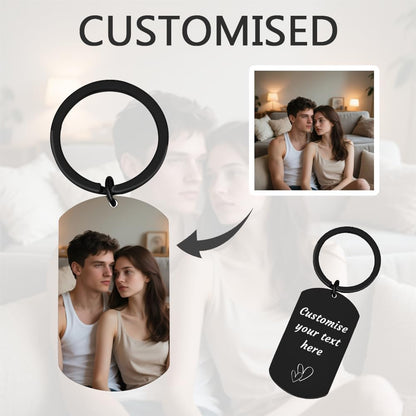 Personalisierter Schlüsselanhänger mit individuellem Foto & Text | Valentinstagsgeschenk für Ihn, Freund, Ehemann - Geschenk für Männer, Verlobten, Vater