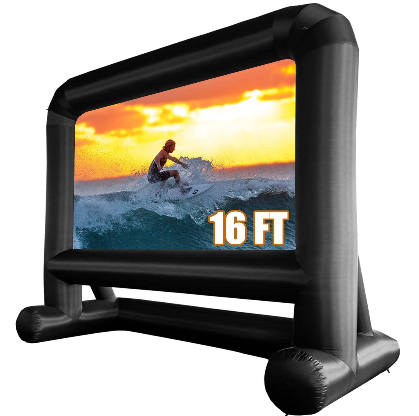 HuaKastro 14 FT Inflatable Projector Screen – One-Piece Design, Easy Setup Blow-Up Movie Screen with Quiet Fan, Ideal for Outdoor & Indoor Movie Nights, Backyard Events, and Parties (Stable Base)