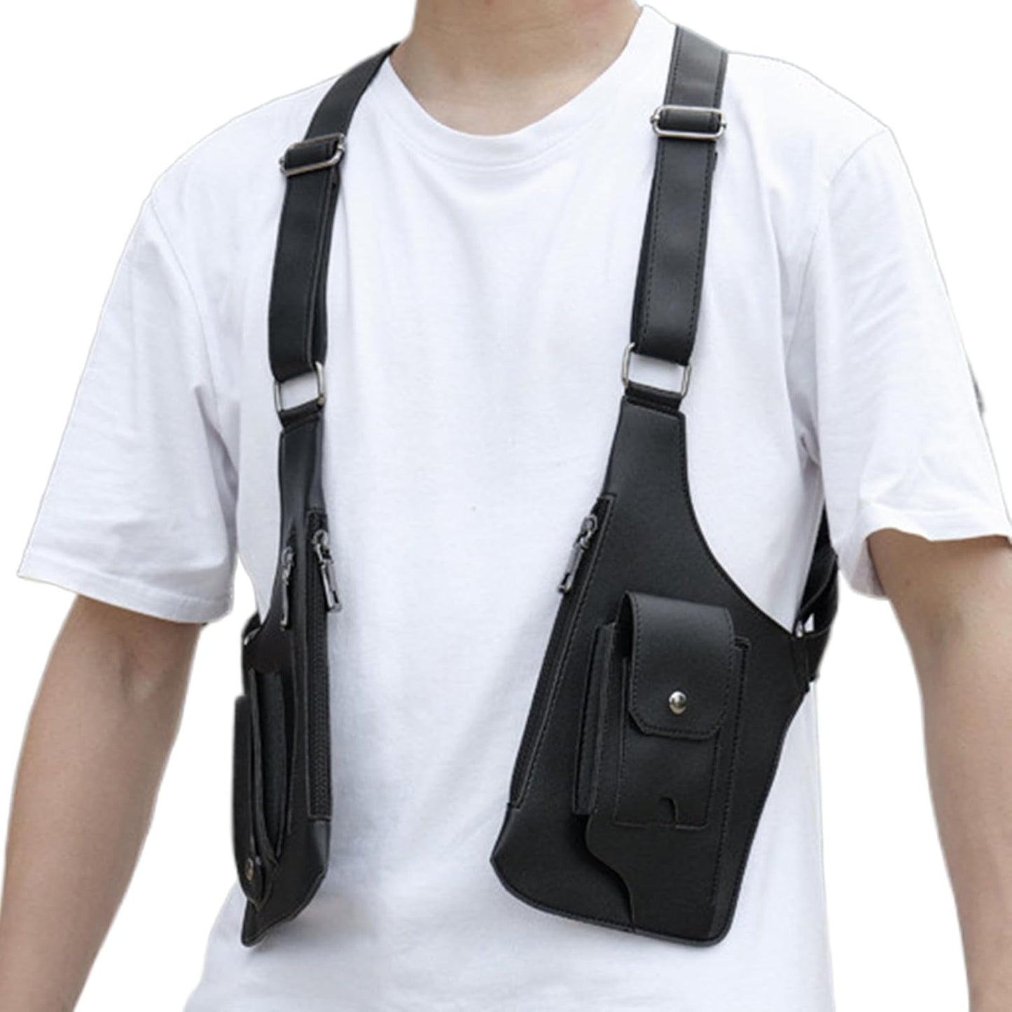 Herren Anti-Achseltasche – Verstellbare Handytasche | Schultertasche aus PU-Leder, diebstahlsicheres Geschirr, doppelt