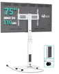WALI Rolling TV Stand with Power Outlet & AV Shelf, Mobile Tall TV Stand Mount on Wheels for 34-75 inch TV up to 110 lbs, Swivel Height Adjustable TV Cart with Wood Base for Bedroom(TVDVD-6PRW), White