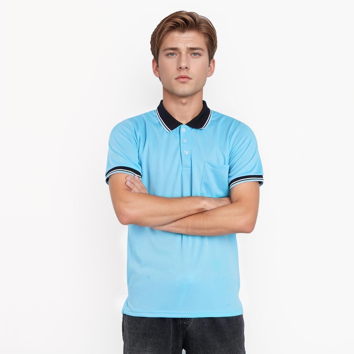 Dxhycc Herren Baseball und Softball Umpire Shirt Kurzarm Polo Schiedsrichter Hemd Umpire Trikot Uniform