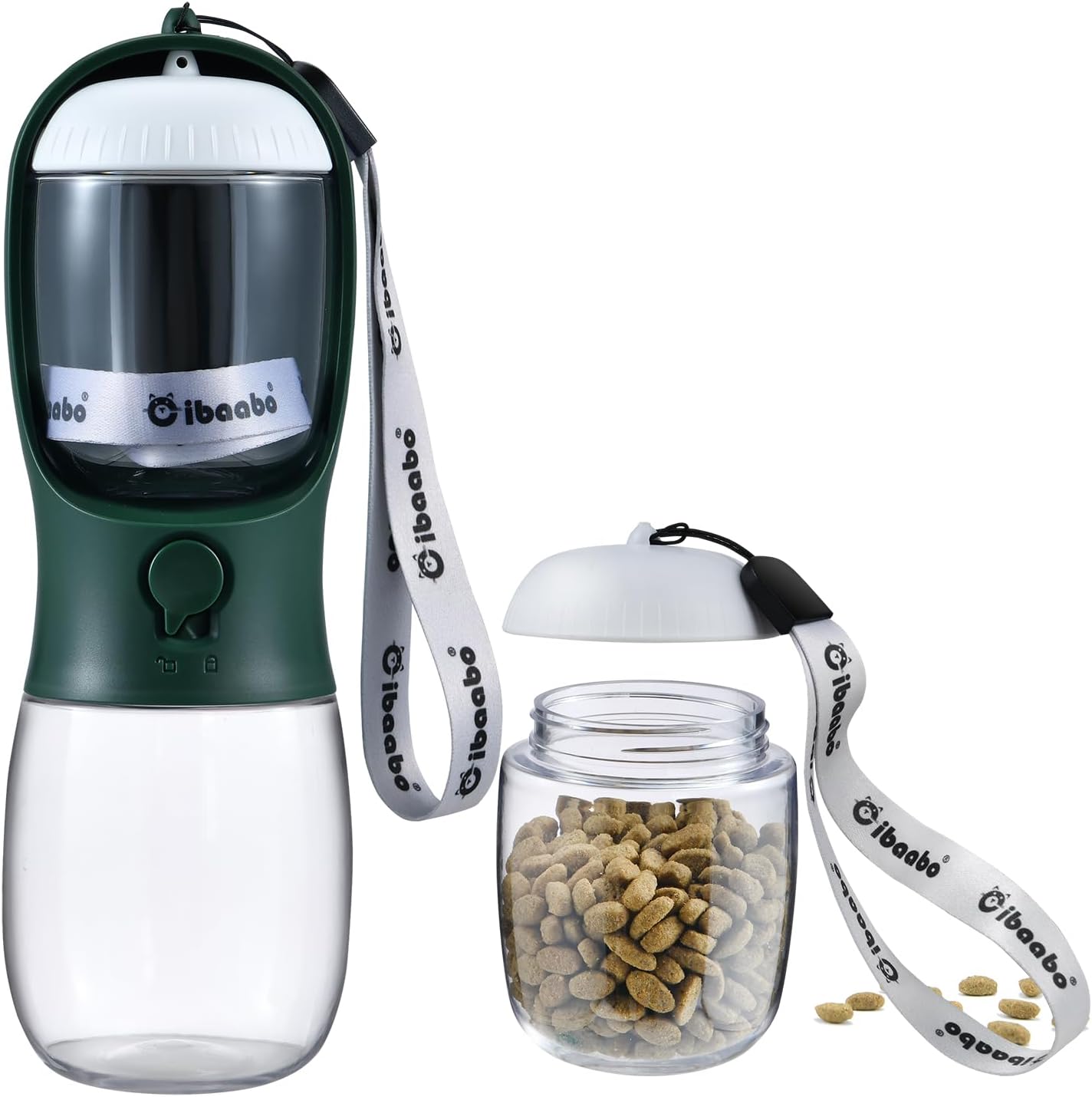 Cibaabo Dog Water Bottle with Food Container, Travel Puppy Water Bowl, Portable Pet Dispenser, Dog Gift Stuff Accessories Items, Puppy Essentials Necessities for Yorkie Cat Walking and Hiking