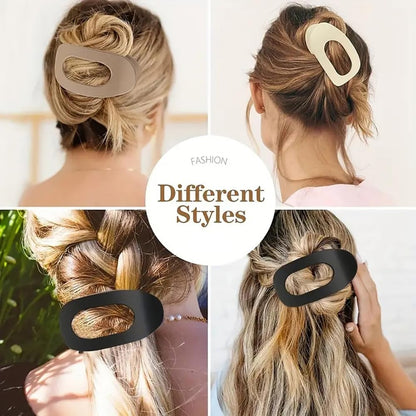 4 Stück Flache Runde Krallen-Haarspangen für Frauen Mädchen Starker Halt Französischer Stil für Dickes Dünnes Haar mit Gebogenem Design Bequem zum Liegen