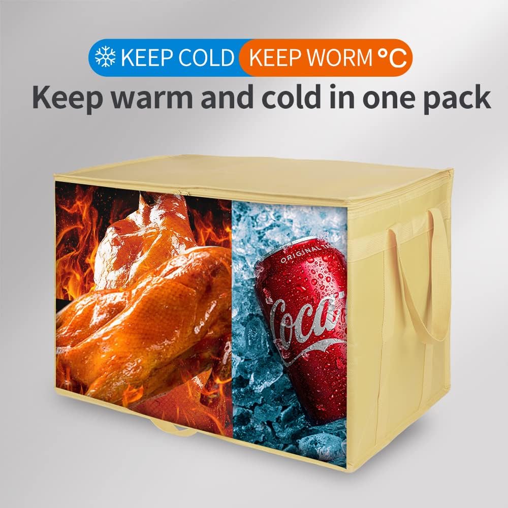 Bodaon Isolierte Essensliefertasche - Warm- & Kalthaltetransporttasche, Catering/Doordash Pizzawärmer, Einkaufstasche, Kühltasche für Partys (Schwarz-Rot, 1 St.), Ideal für den Transport warmer Speisen