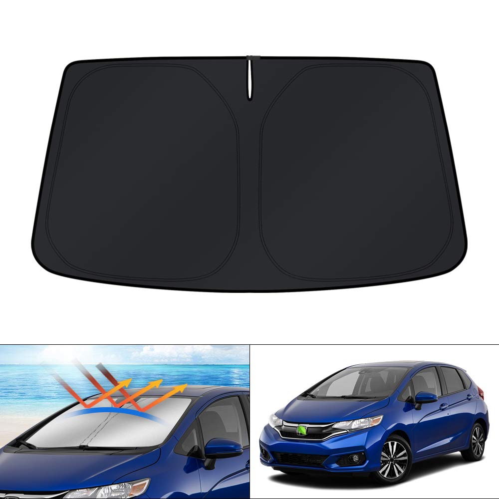 KUST Windshield Sun Shade for 2017-2026 Tesla Model Y/Model 3 Sunshade Accessories (Fit 2025-2026 Model Y Juniper / 2024 Model 3 Highland) Upgraded Foldable Sunshade, Blocks UV Rays Keep Car Cool