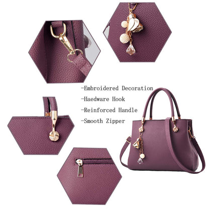 Jeniulet Geldbörsen und Handtaschen für Damen Mode Damen PU-Leder Top-Griff Satchel Schulter Tragetaschen Dunkelgrau 10.2" x 3.9" x 7.9"