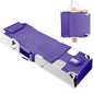 Tanning Chair with Face Hole, Adjustable Folding Chaise Lounge Chairs for Outside with Detachable Pillow & Pocket，Portable flat beach chairs for sunbathing, beach lawns camping (Purple, Standard)