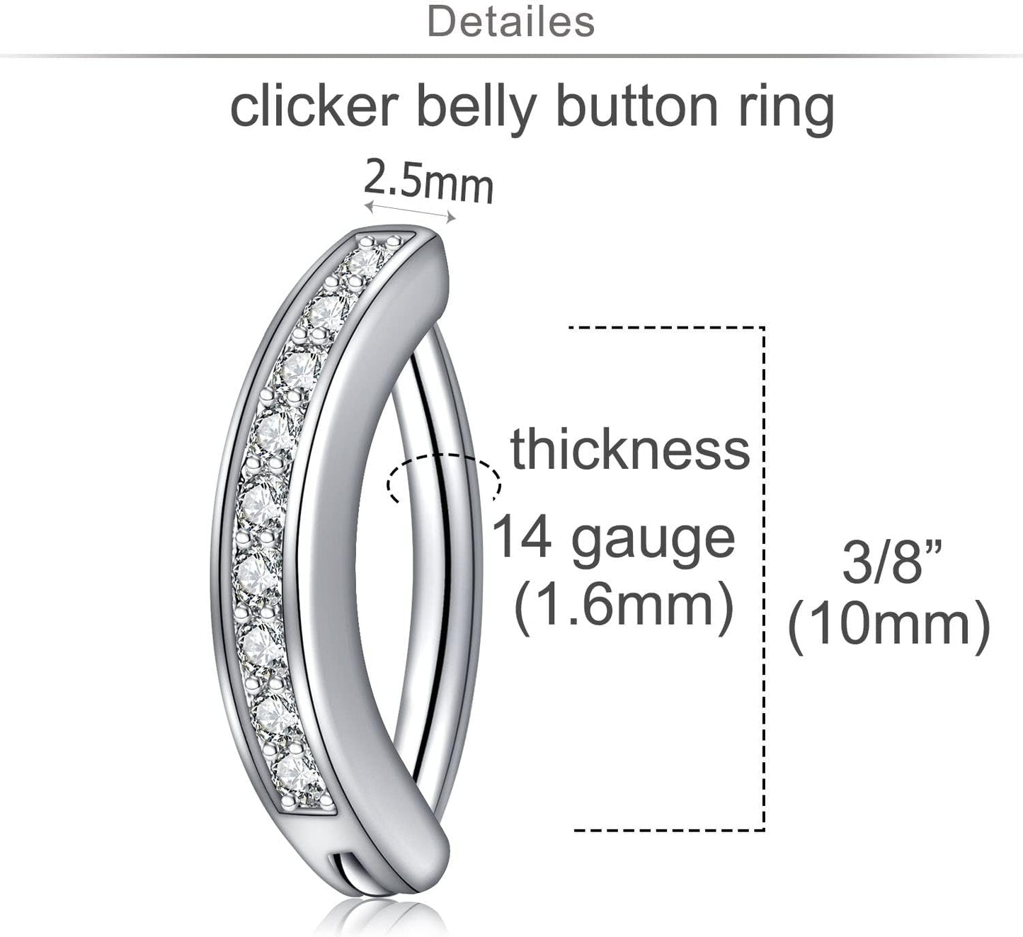 MODRSA Bauchnabelringe Chirurgenstahl Bauchnabelpiercing für Frauen Bauchnabelschmuck Silber Bauchnabelring Diamant