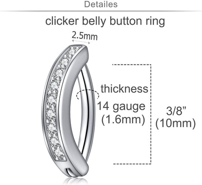 MODRSA Bauchnabelringe Chirurgenstahl Bauchnabelpiercing für Frauen Bauchnabelschmuck Silber Bauchnabelring Diamant