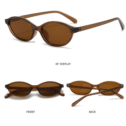 Awdchny Retro Ovale Sonnenbrille für Damen – Elegante Cat Eye 90er Sonnenbrille, Leichter schmaler Rahmen, Trendige UV-Schutz Sonnenbrille 8057 Schwarz+Braun+Schildpatt