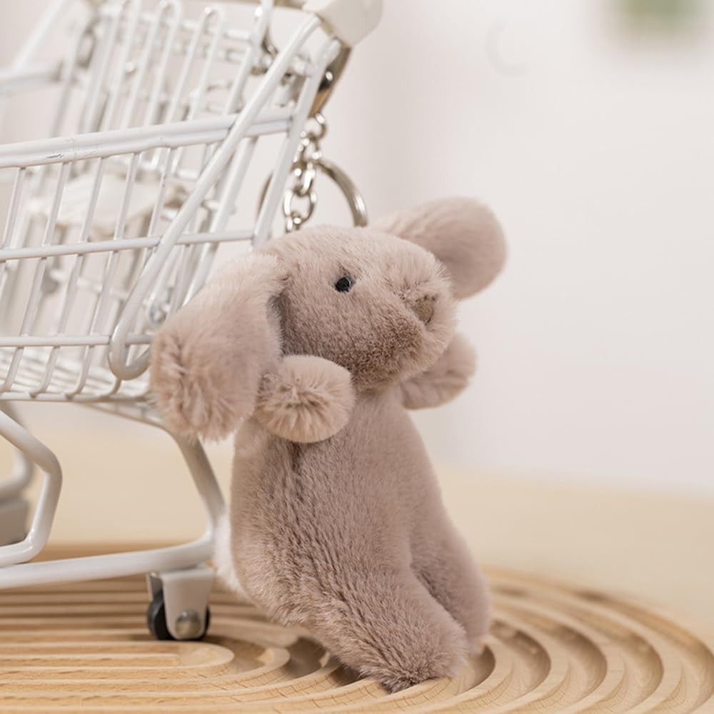 Niedlicher Hasen-Plüsch-Schlüsselanhänger für Handtasche, 3,5 Zoll Mini-Kaninchen-Schlüsselanhänger für Rucksack, Handtaschen-Anhänger, Geschenk für Mädchen und Frauen
