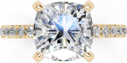 Cushion Cut Lab Grown Diamond IGI Certified 4 Prong Hidden Halo Engagement Anniversary Wedding Ring in 14K Gold, Platinium for Women (1.0-5.0 Ct, F-G Color, VS1-VS2 Clarity)